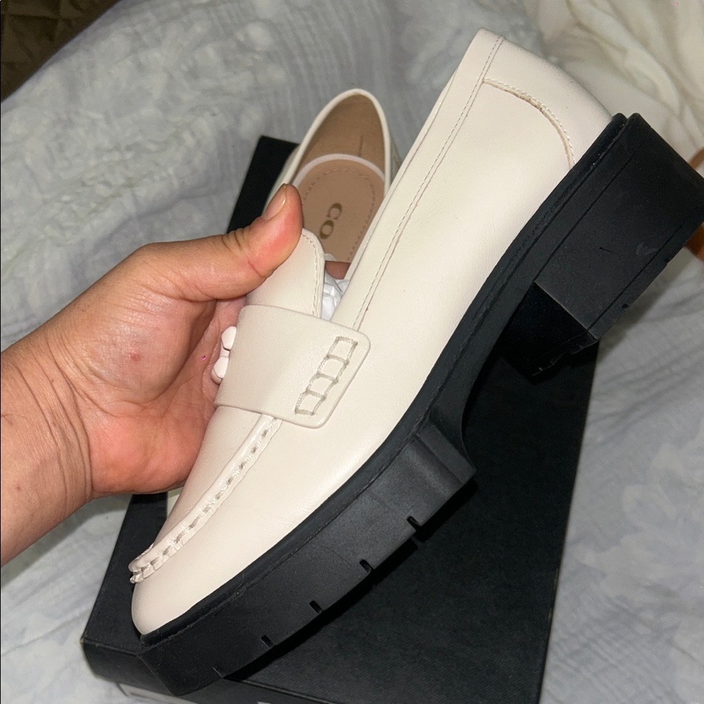Coach Ivory and Black Platform Loafers - Picture 6 of 7